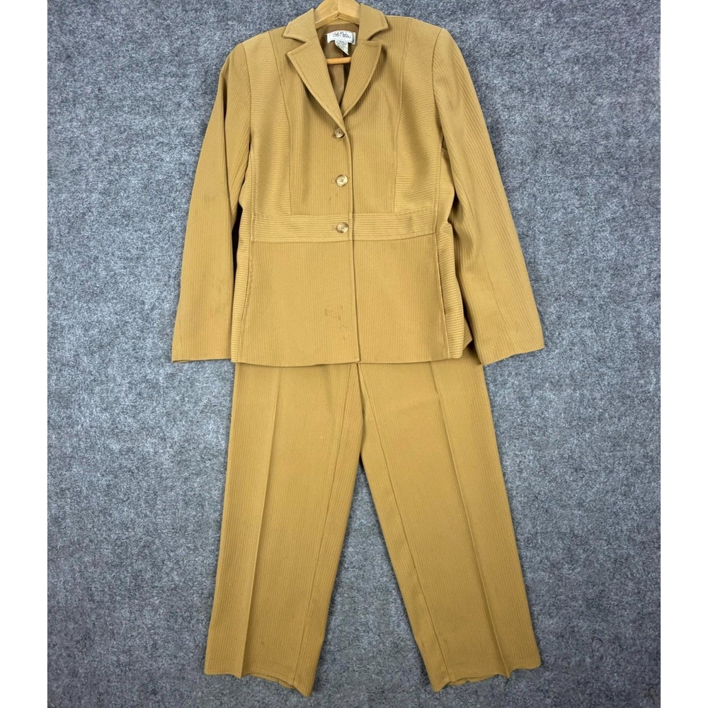 Vintage Bob Mackie Studio 2 Piece Suit Womens 6 Camel 70s 60s Groovy Polyester